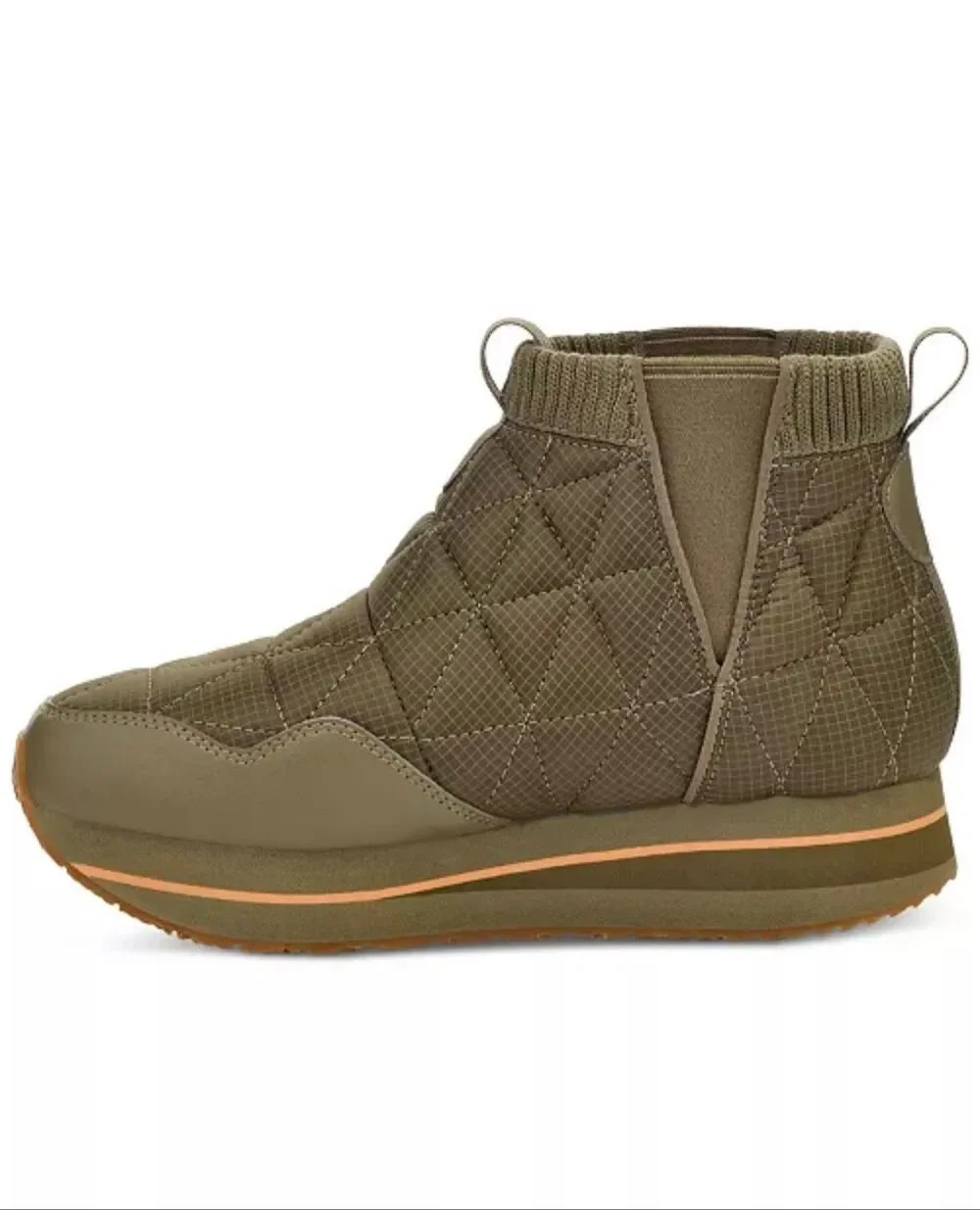 TEVA Burnt Olive ReEmber Quilted Slip-On Outdoor Comfort Mid Platform Booties 10